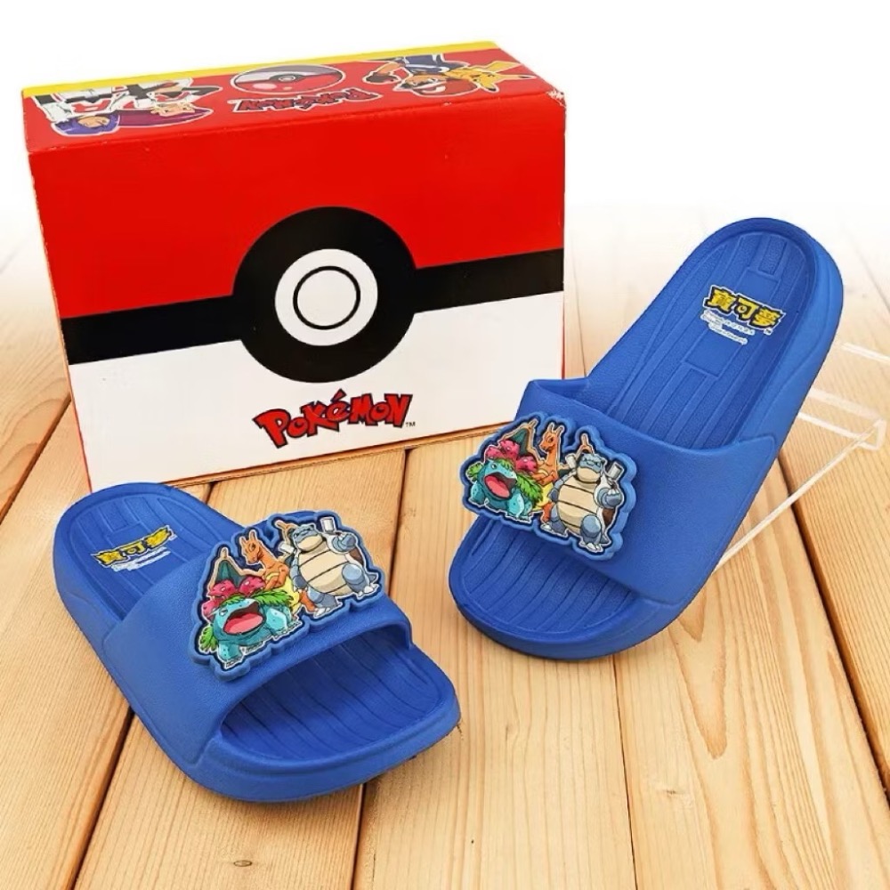 台灣製 精靈寶可夢 神奇寶貝 pokemon 噴火龍 水箭龜 妙蛙種子 輕量 一體成型 兒童 防水 拖鞋-細節圖3
