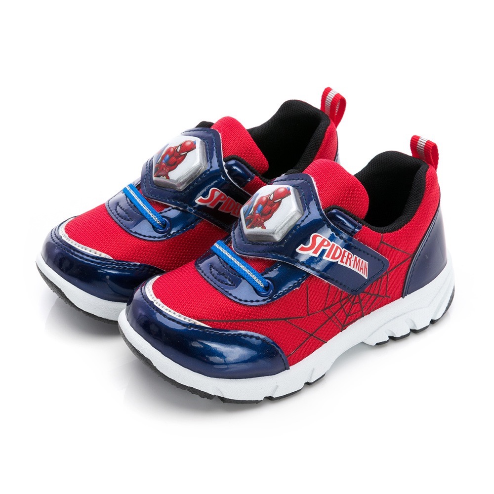 台灣製 蜘蛛人 Spider Man 兒童 電燈 運動鞋 透氣 止滑 防臭 耐磨 正版授權  電燈鞋 紅藍-細節圖2