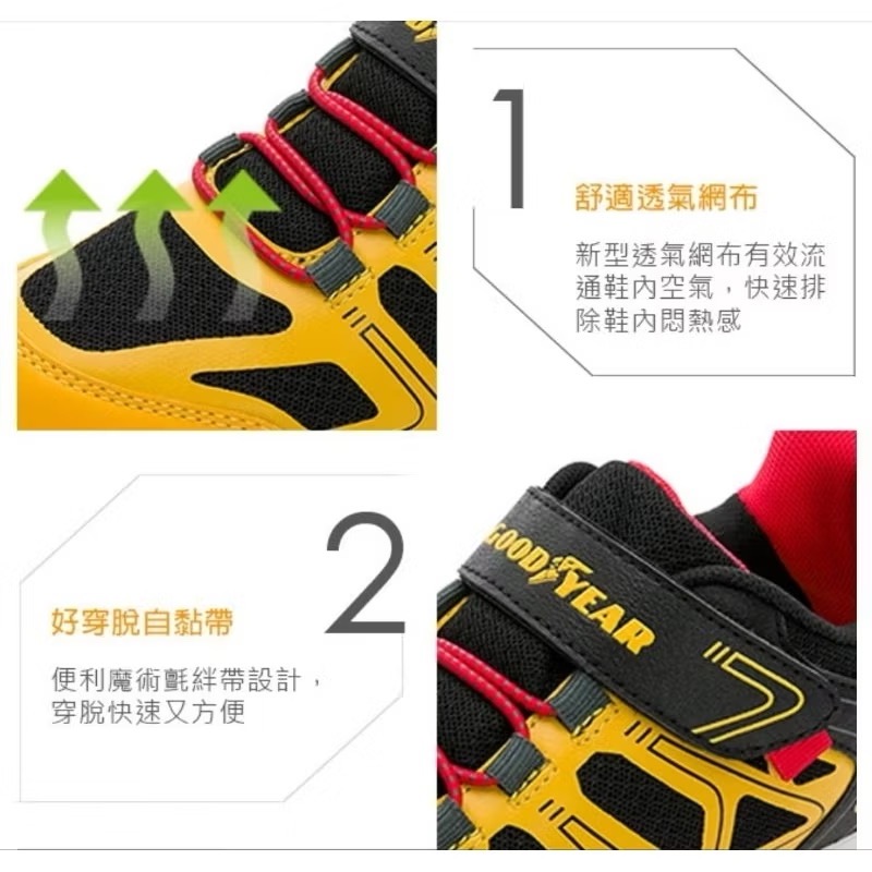 固特異 GOODYEAR 童  20～23  🔥限量特惠 透氣 緩震 半氣墊 慢跑鞋 健康機能鞋墊 兒童運動鞋-細節圖2