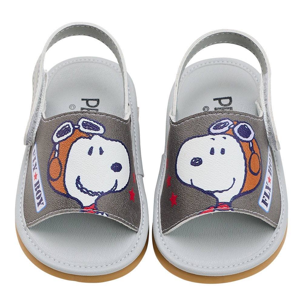 台灣製 童 史努比 Snoopy 質感印刷 魔鬼氈 嗶嗶涼鞋 嗶嗶鞋 BB鞋 寶寶鞋-細節圖5