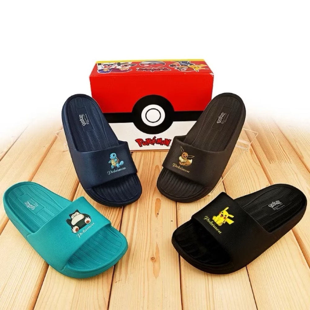 台灣製 親子鞋 防水 精靈寶可夢 神奇寶貝pokemon 皮卡丘 卡比獸 水箭龜 伊布 大童 大人 輕量 拖鞋 兒童拖鞋-細節圖7