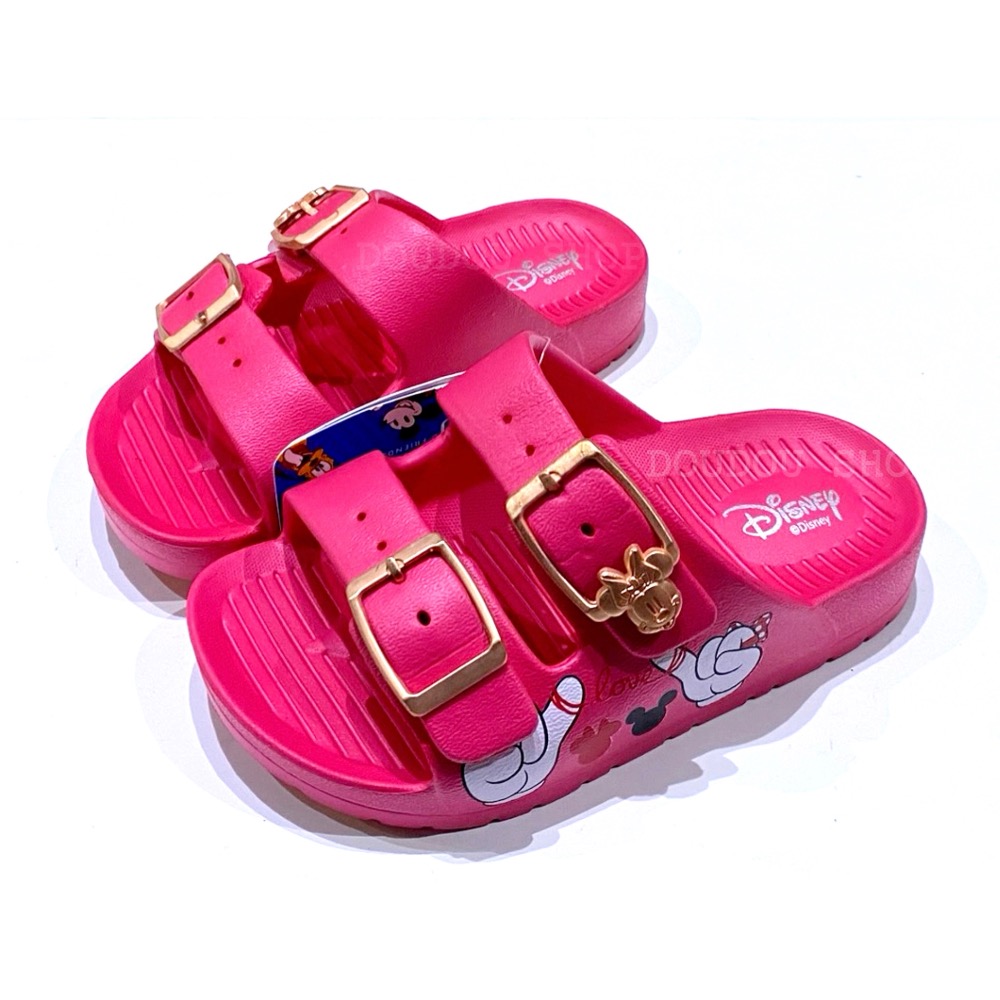台灣製 迪士尼 Disney米奇 米妮 維尼 奇奇蒂蒂 防水 雙釦 涼拖鞋 輕量 二字輕便拖 戶外拖 室內拖 兒童拖鞋-細節圖5