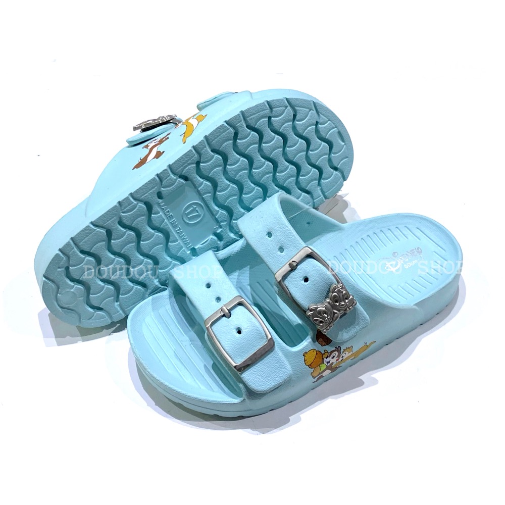 台灣製 迪士尼 Disney米奇 米妮 維尼 奇奇蒂蒂 防水 雙釦 涼拖鞋 輕量 二字輕便拖 戶外拖 室內拖 兒童拖鞋-細節圖8