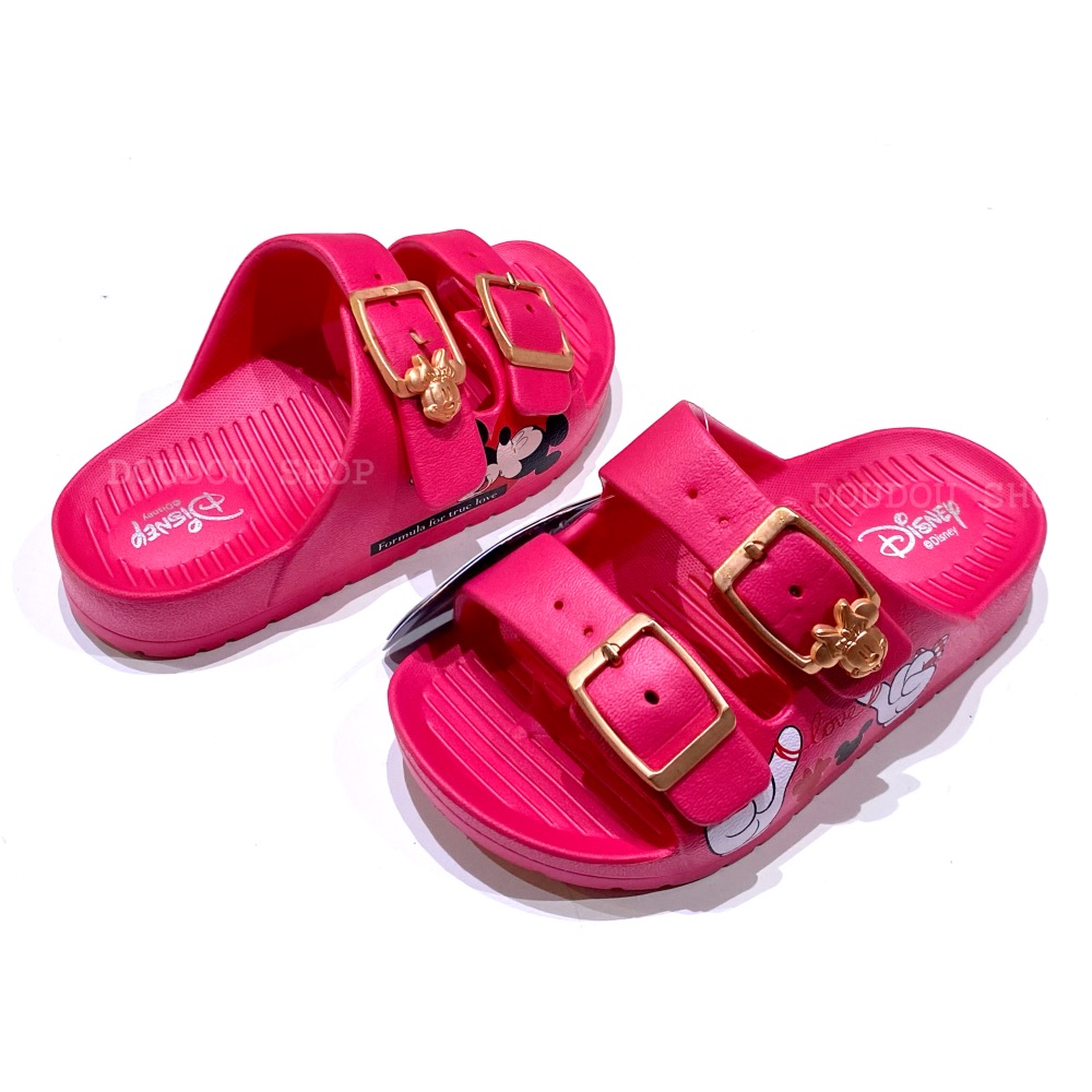 台灣製 迪士尼 Disney米奇 米妮 維尼 奇奇蒂蒂 防水 雙釦 涼拖鞋 輕量 二字輕便拖 戶外拖 室內拖 兒童拖鞋-規格圖11