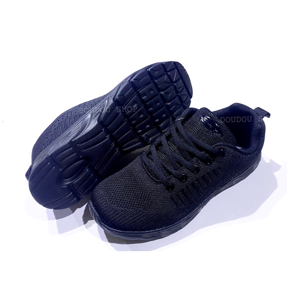 台灣 現貨+預購✨黑色  寬楦 慢跑鞋 輕量 透氣 飛織 緩震  全黑 黑色運動鞋 私校 運動鞋 健走鞋 23～25-細節圖4