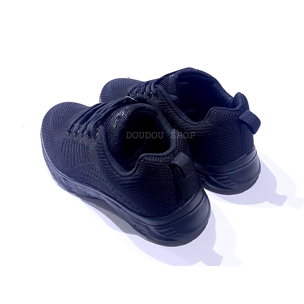 台灣 現貨+預購✨黑色  寬楦 慢跑鞋 輕量 透氣 飛織 緩震  全黑 黑色運動鞋 私校 運動鞋 健走鞋 23～25-細節圖5