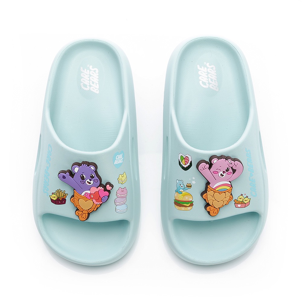 台灣製 17～21 彩虹熊 CARE BEARS 兒童 輕量 防水 速乾 Q彈 拖鞋 兒童拖鞋 紫 綠-細節圖2