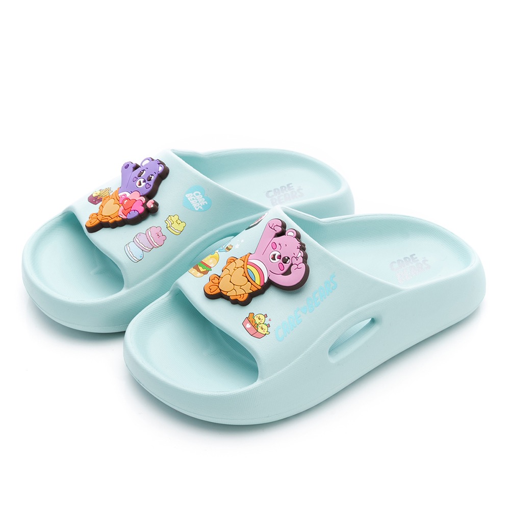 台灣製 17～21 彩虹熊 CARE BEARS 兒童 輕量 防水 速乾 Q彈 拖鞋 兒童拖鞋 紫 綠-細節圖6