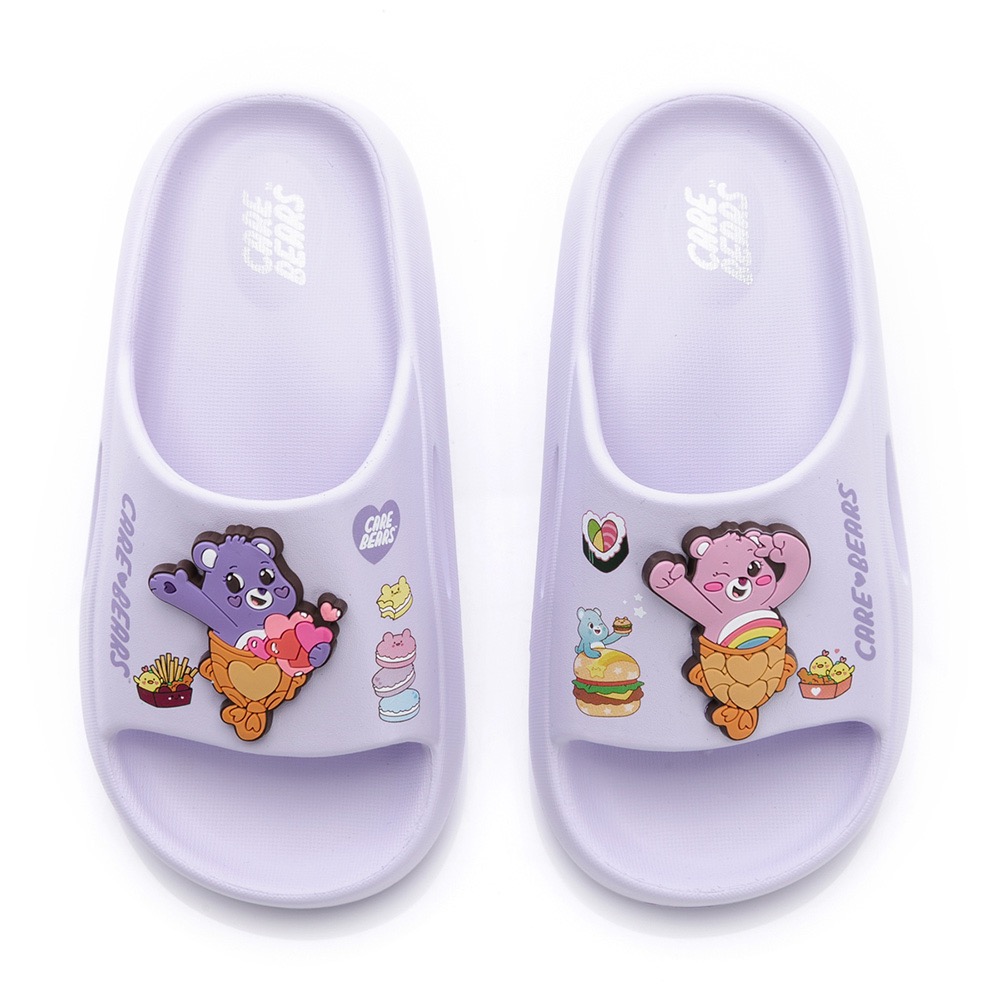 台灣製 17～21 彩虹熊 CARE BEARS 兒童 輕量 防水 速乾 Q彈 拖鞋 兒童拖鞋 紫 綠-細節圖7