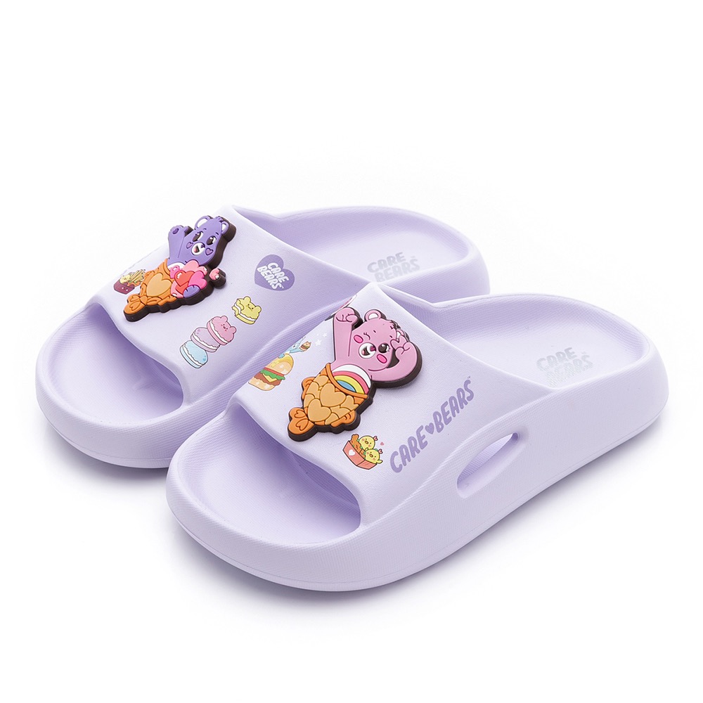 台灣製 17～21 彩虹熊 CARE BEARS 兒童 輕量 防水 速乾 Q彈 拖鞋 兒童拖鞋 紫 綠-規格圖11