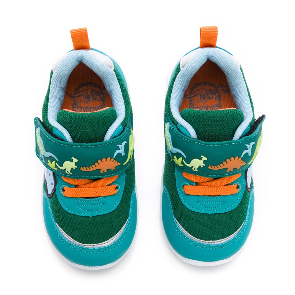台灣製 動物派對 恐龍探險隊 兒童鞋 電燈運動鞋 透氣 防臭 止滑 電燈 兒童運動鞋  綠-細節圖3