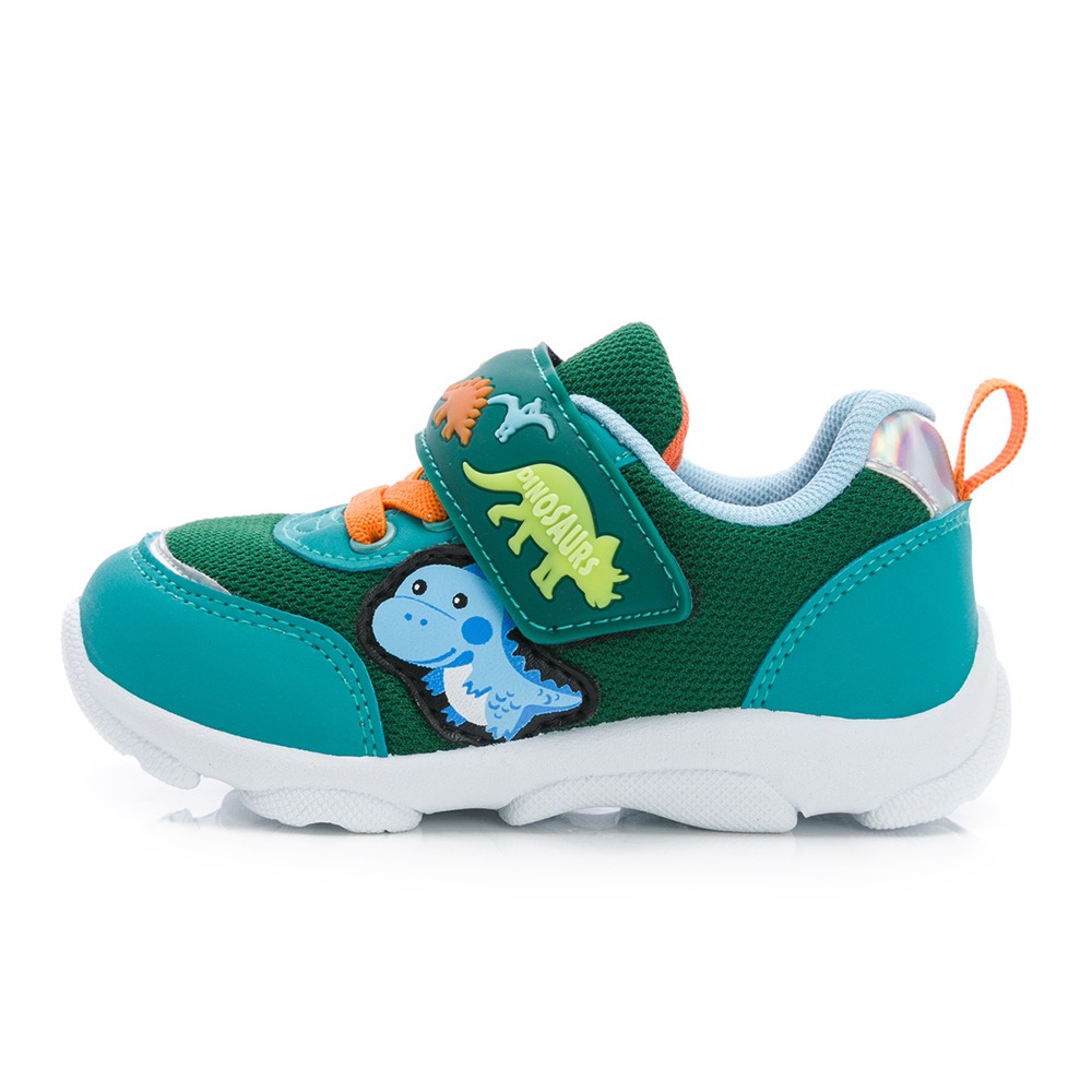 台灣製 動物派對 恐龍探險隊 兒童鞋 電燈運動鞋 透氣 防臭 止滑 電燈 兒童運動鞋  綠-細節圖4