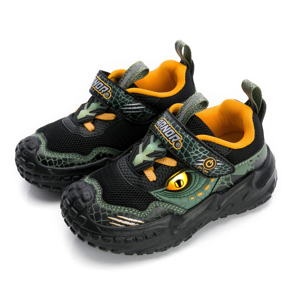 ARNOR  恐龍探險隊 兒童 電燈鞋 運動鞋 足弓機能鞋墊 輕量 透氣 恐龍 電燈鞋 綠-細節圖2