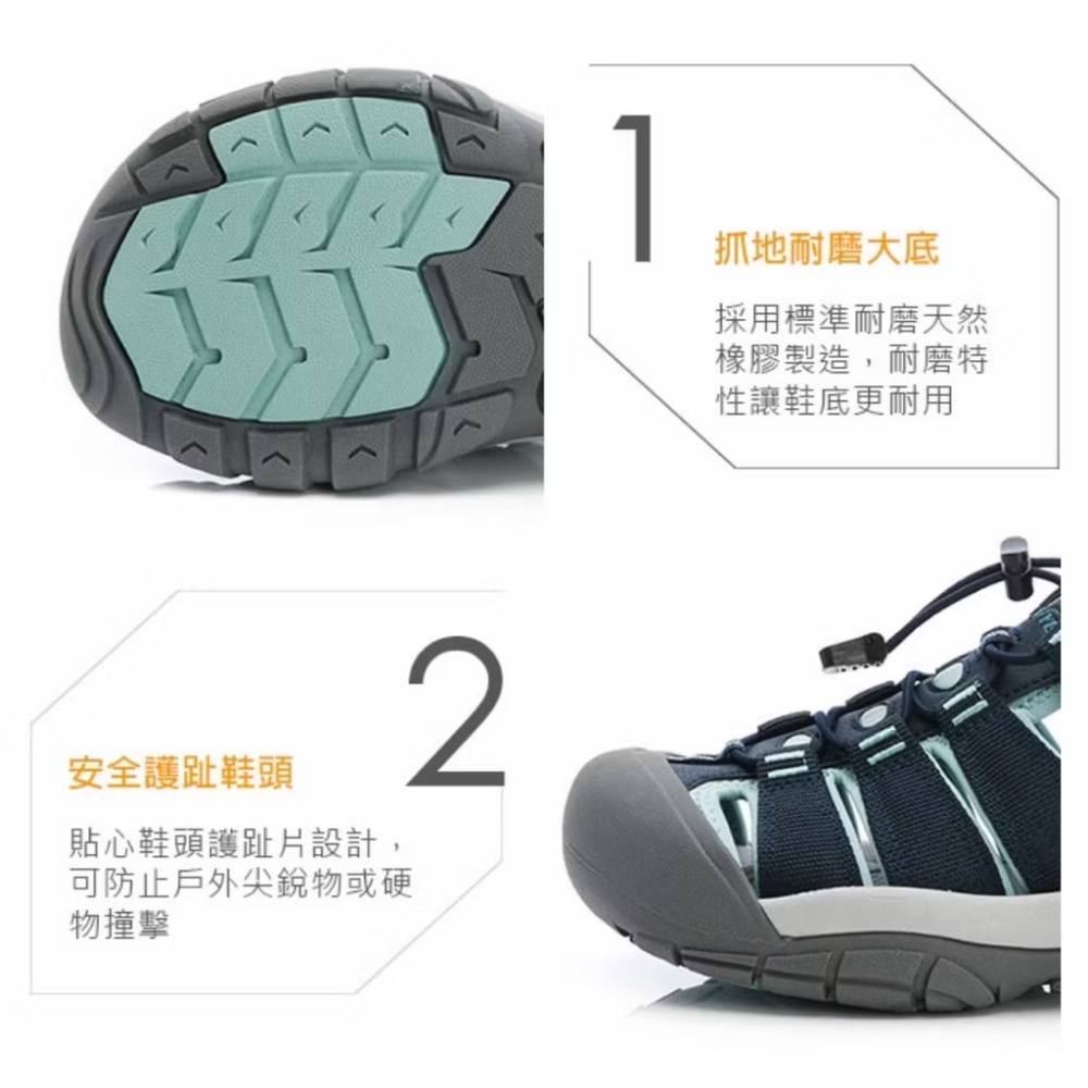 GOODYEAR 固特異 女 人體工學 束扣 護趾 運動 涼鞋 輕便 安全 護腳趾 防撞 抓地 耐磨 夜間反光 大童-細節圖2