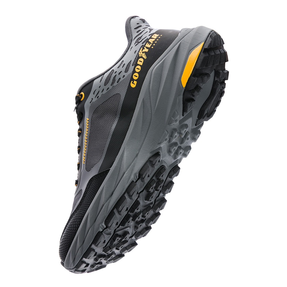 GOODYEAR 固特異 男鞋 3E 寬楦 防潑水 乳膠墊 Q彈 緩震 越野鞋 運動鞋 黑黃-細節圖8