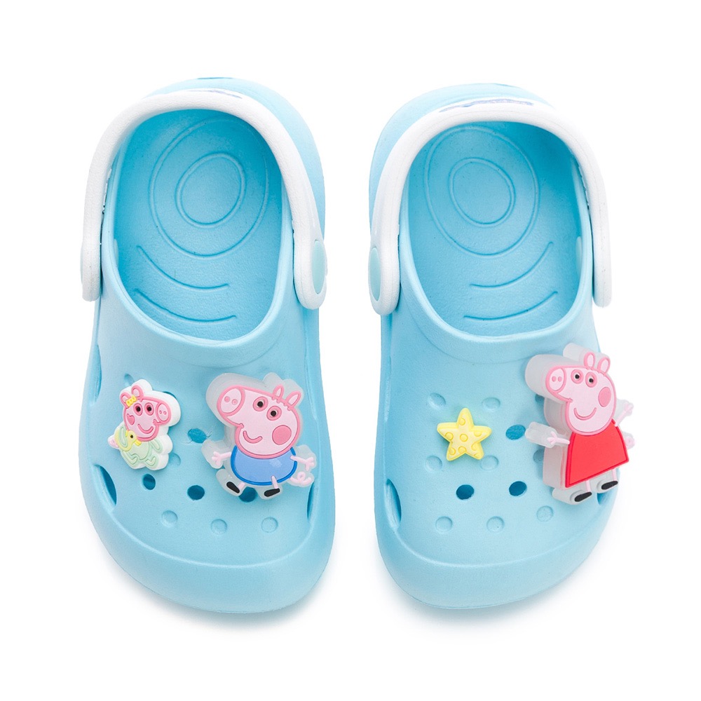 Peppa Pig 佩佩豬 專櫃正品 正版授權 護趾 電燈 兩穿 防水 布希鞋 涼鞋 拖鞋 園丁鞋 洞洞鞋 藍粉-細節圖2