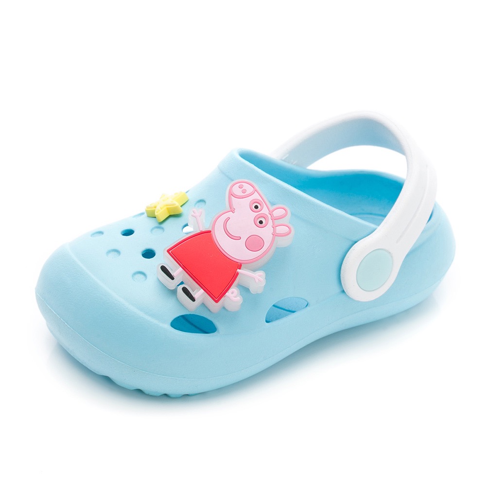 Peppa Pig 佩佩豬 專櫃正品 正版授權 護趾 電燈 兩穿 防水 布希鞋 涼鞋 拖鞋 園丁鞋 洞洞鞋 藍粉-細節圖4