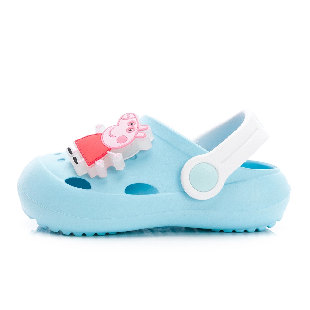 Peppa Pig 佩佩豬 專櫃正品 正版授權 護趾 電燈 兩穿 防水 布希鞋 涼鞋 拖鞋 園丁鞋 洞洞鞋 藍粉-細節圖5