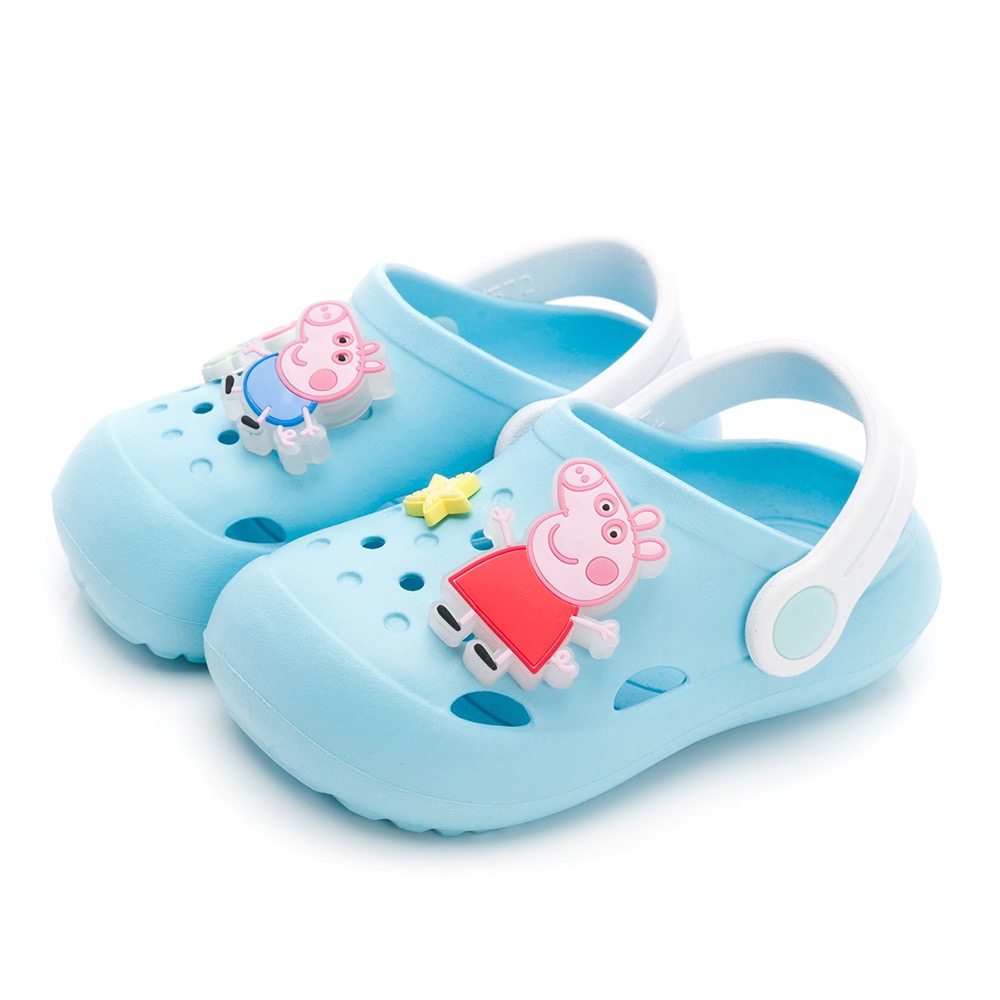 Peppa Pig 佩佩豬 專櫃正品 正版授權 護趾 電燈 兩穿 防水 布希鞋 涼鞋 拖鞋 園丁鞋 洞洞鞋 藍粉-細節圖8