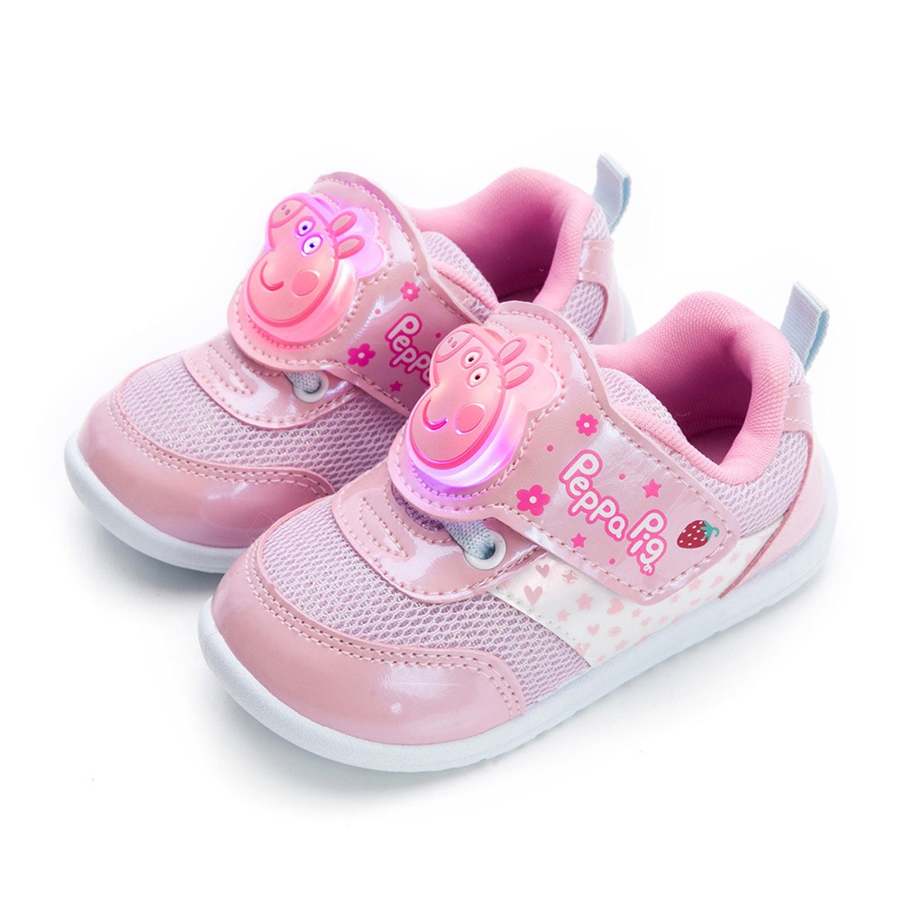 台灣製 正版授權 粉紅豬小妹 Peppa Pig 佩佩豬 童鞋 兒童電燈鞋 中童 兒童運動鞋 電燈鞋 透氣 止滑 粉紅-細節圖2