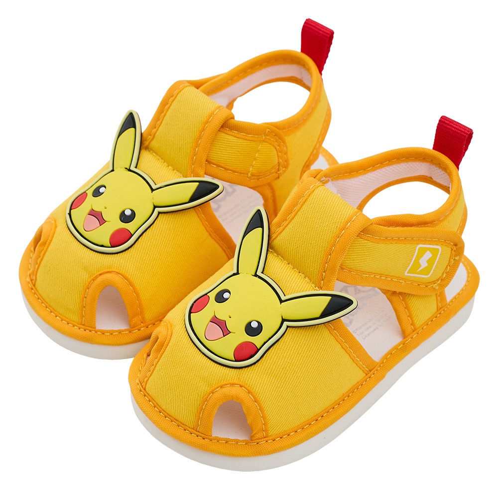 台灣製 Pokémon 寶可夢 皮卡丘 嗶嗶鞋 立體大臉飾片 學步鞋 嗶嗶涼鞋 透氣 止滑 柔軟 滿月禮 寶寶鞋BB鞋-細節圖4