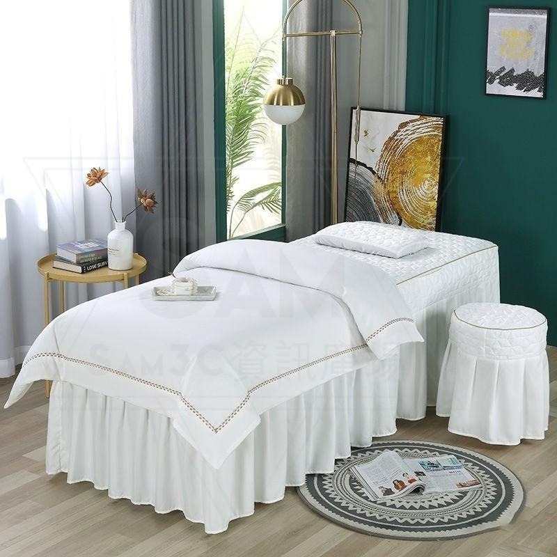 ⚡臺灣出貨+發票開立【美容床罩】親膚棉 美容床單 床包四件組 床包四件套 美容床罩 美容床包 按摩床罩 美容院 床單罩-細節圖2