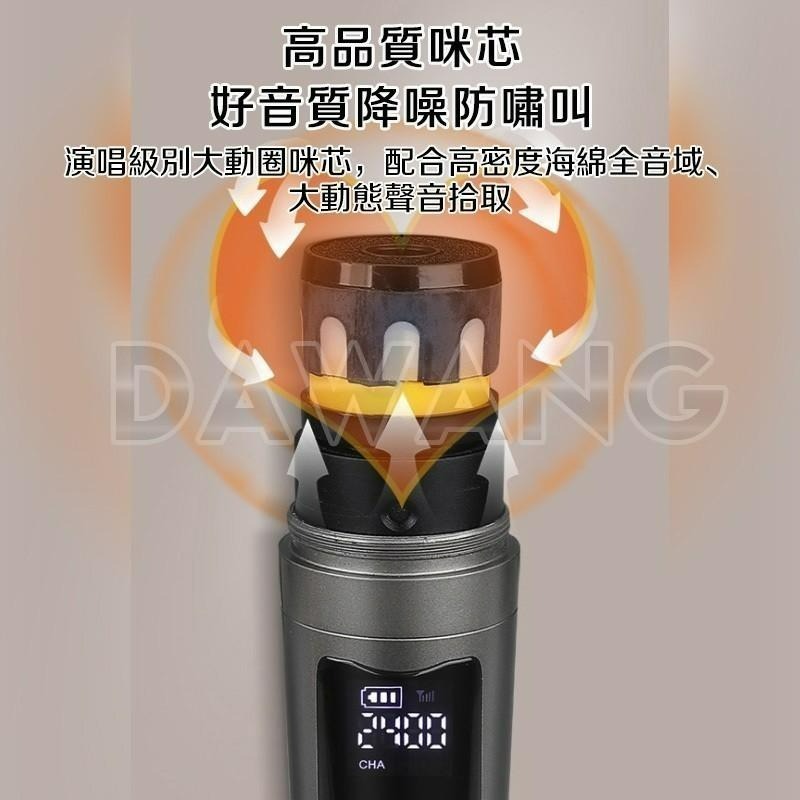 🔥台灣現貨+免運 首發新款 無線麥克風 一拖二 混響麥克風 防嘯叫麥克風 16級音量調節+5級混響調節 即插即用-細節圖2