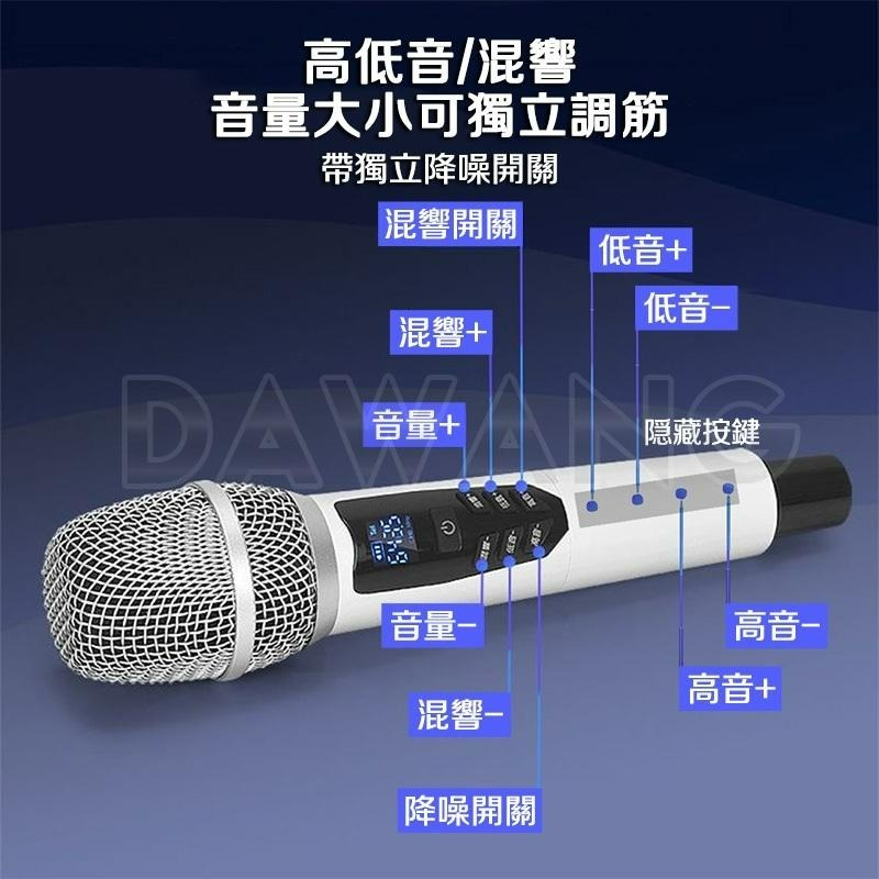 ⭐臺灣現貨 2025最新升級 可調高低音帶混響 無線麥克風 一拖二 混響麥克風 演出級麥克風 降噪麥克風 演出麥克風-細節圖7