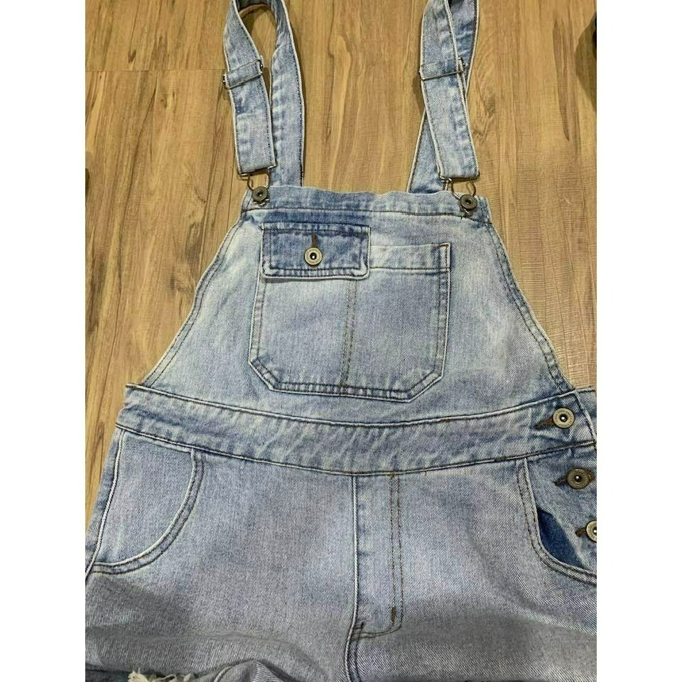 【二手】 女款 吊帶褲 破褲 牛仔褲 背帶褲 休閒褲-細節圖5