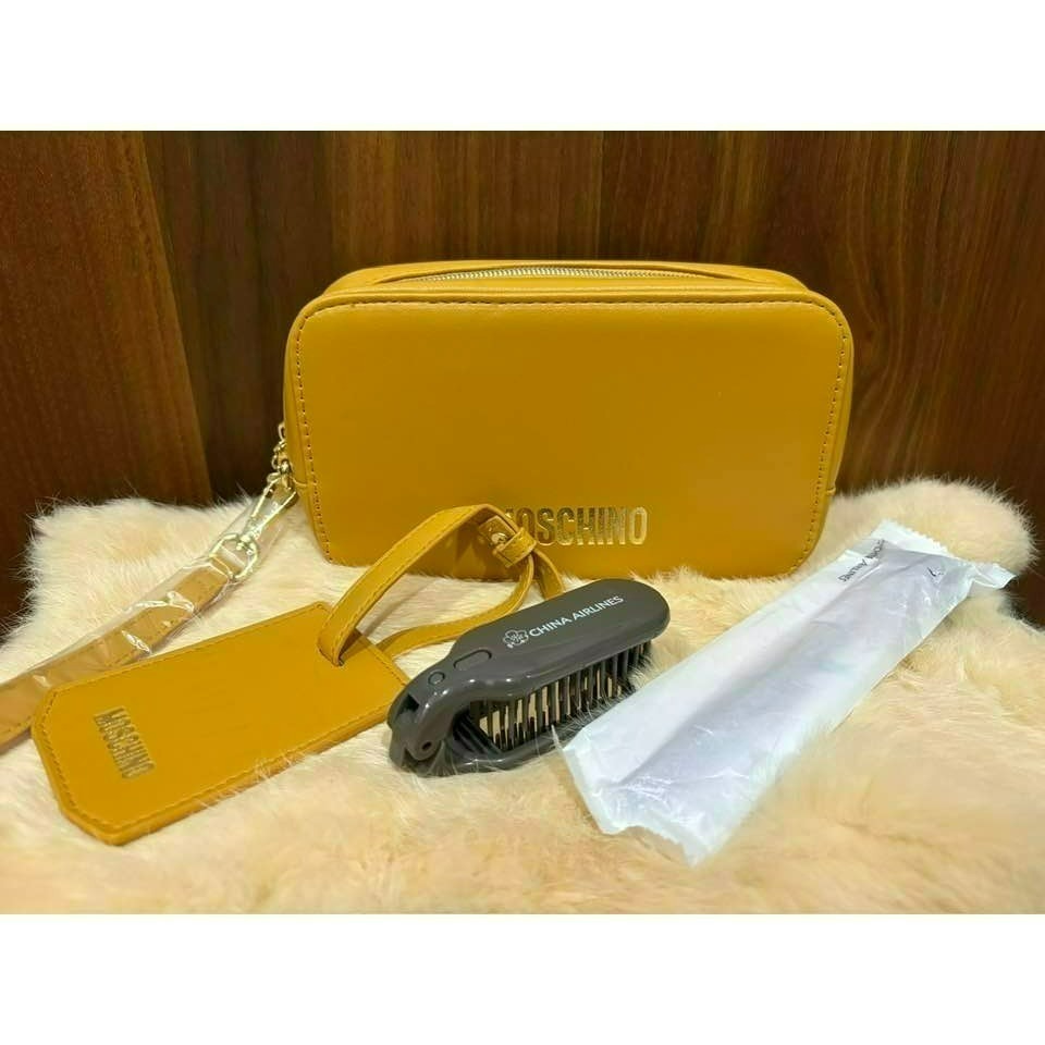 華航 2025 新色 晨霧灰 明曦黃 豪華商務艙 Moschino 過夜包 盥洗包-規格圖10
