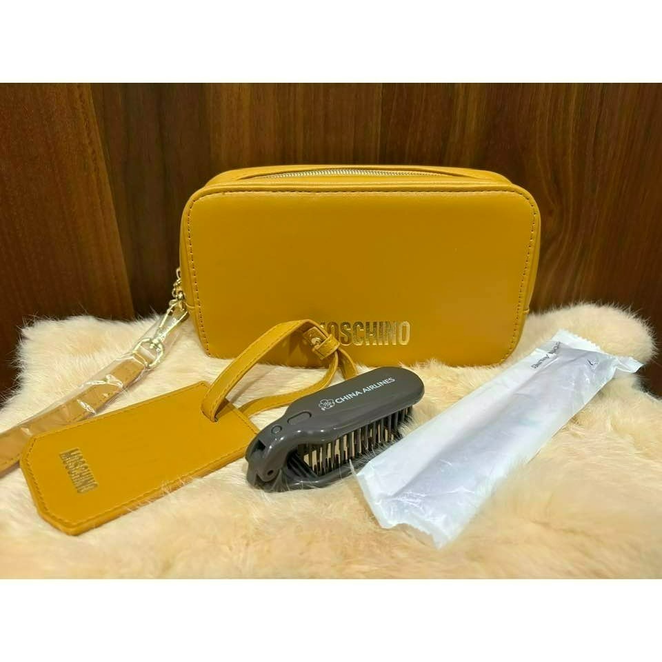 華航 2025 新色 晨霧灰 明曦黃 豪華商務艙 Moschino 過夜包 盥洗包-規格圖10