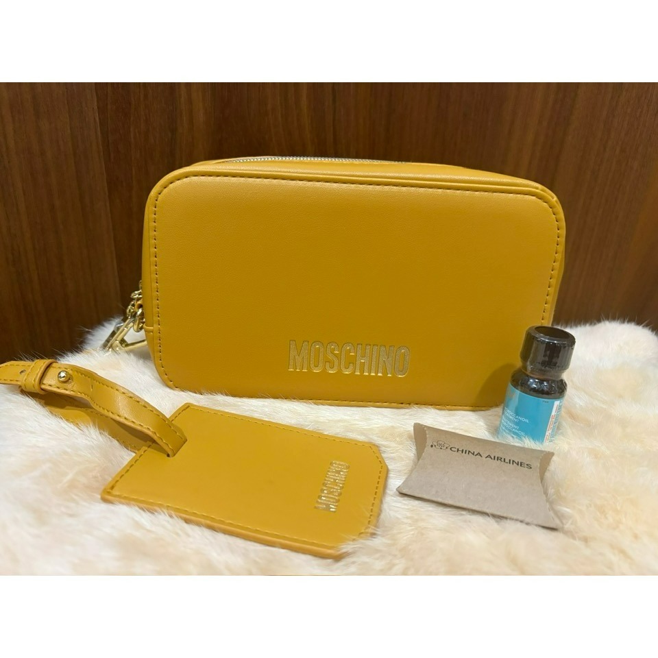 華航 2025 新色 晨霧灰 明曦黃 豪華商務艙 Moschino 過夜包 盥洗包-規格圖10