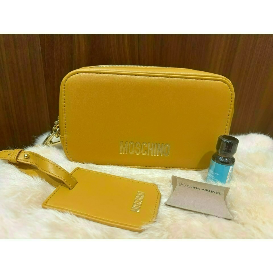 華航 2025 新色 晨霧灰 明曦黃 豪華商務艙 Moschino 過夜包 盥洗包-規格圖10