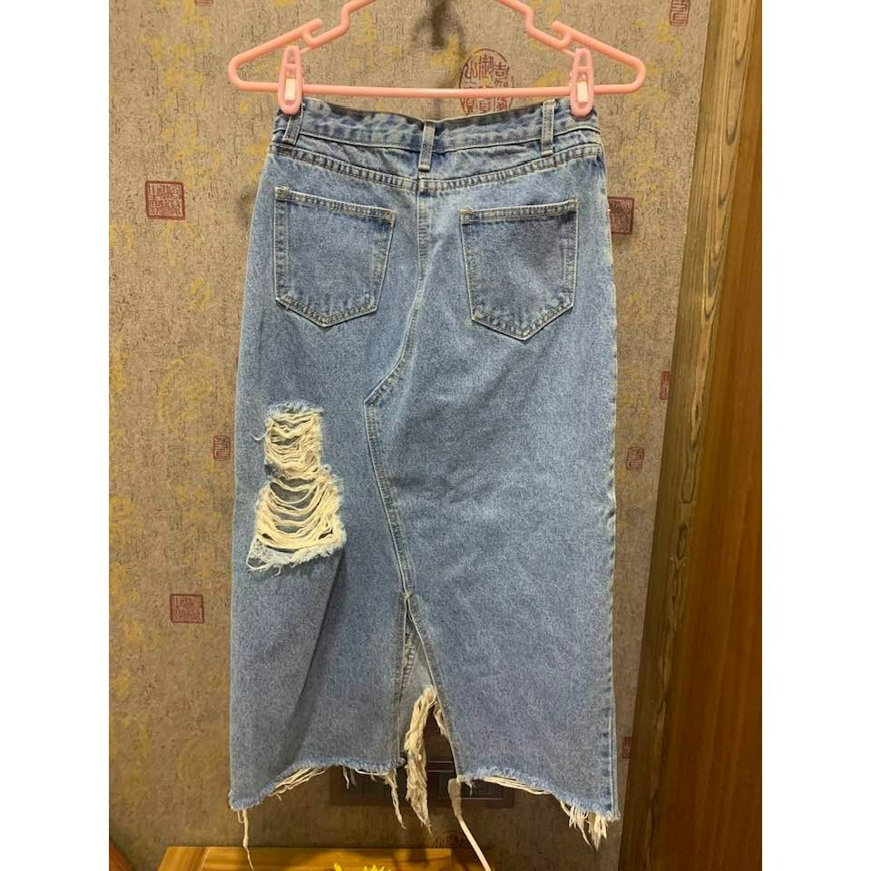 【二手】女款 刷破牛仔裙 M號-細節圖2