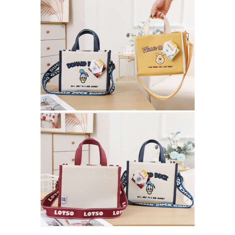 正版✨奇奇蒂蒂 草莓熊 維尼 唐老鴨 熊抱哥 小方包 斜背包 兩用包包 手提包 可愛包包 可拆可調式肩帶（平輸代購）-細節圖5