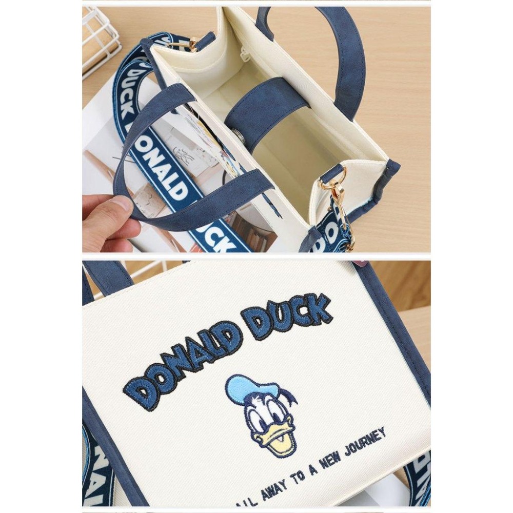 正版✨奇奇蒂蒂 草莓熊 維尼 唐老鴨 熊抱哥 小方包 斜背包 兩用包包 手提包 可愛包包 可拆可調式肩帶（平輸代購）-細節圖6