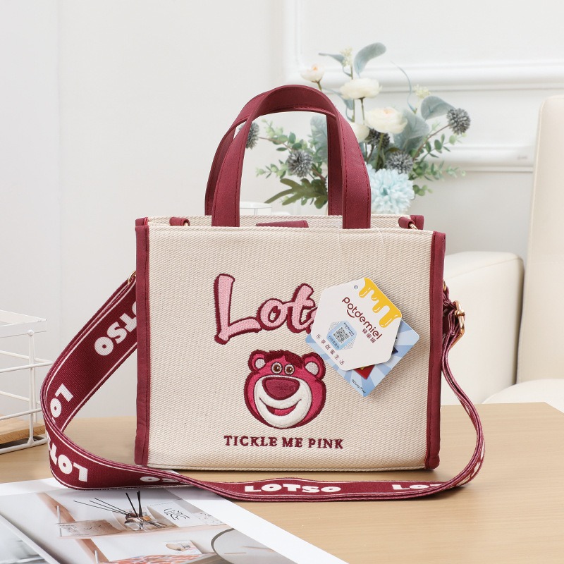 正版✨奇奇蒂蒂 草莓熊 維尼 唐老鴨 熊抱哥 小方包 斜背包 兩用包包 手提包 可愛包包 可拆可調式肩帶（平輸代購）-規格圖9