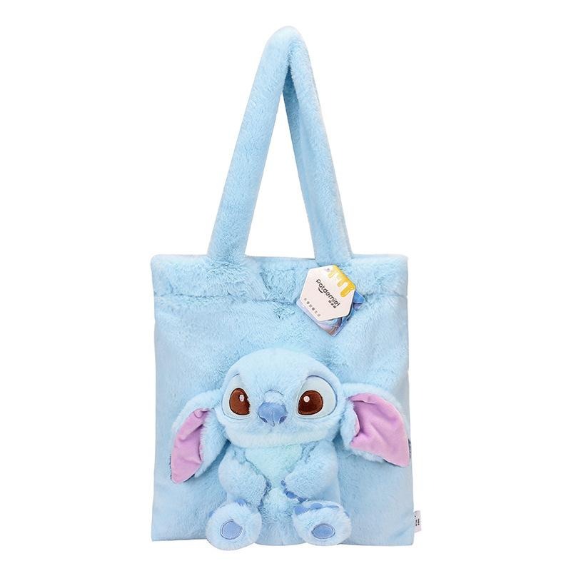 正版✨史迪奇絨毛側背包 迪士尼肩背袋 娃娃掛件 舒適毛絨手提袋 迪士尼手提袋 大容量側背包（平行輸入代購）-細節圖6