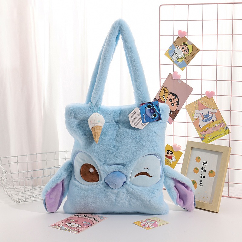 正版✨史迪奇絨毛側背包 迪士尼肩背袋 娃娃掛件 舒適毛絨手提袋 迪士尼手提袋 大容量側背包（平行輸入代購）-規格圖6