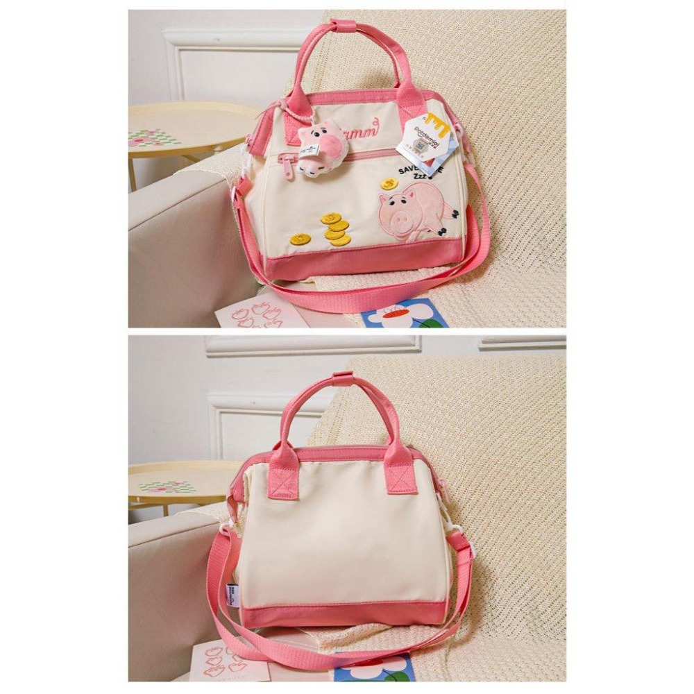 正版✨迪士尼包包 大容量手提包 斜背包 上課包包 兩用包包 熊抱哥 抱抱龍 小美 火腿 可拆卸可調肩帶（平輸代購）-細節圖5