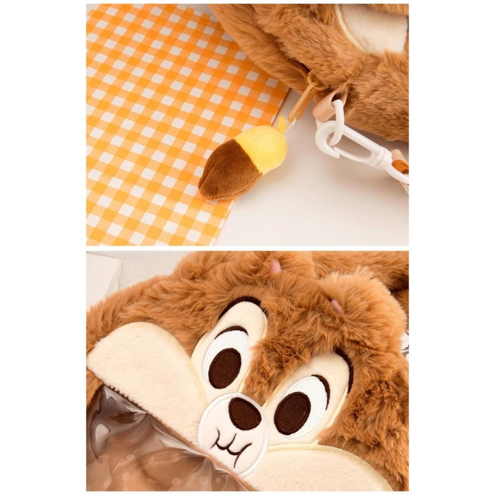 正版✨奇奇蒂蒂手提包斜背包 兩背包包 迪士尼包包 半透明手提包 絨毛包包 圓形包包 可拆卸背帶（平行輸入代購）-細節圖6