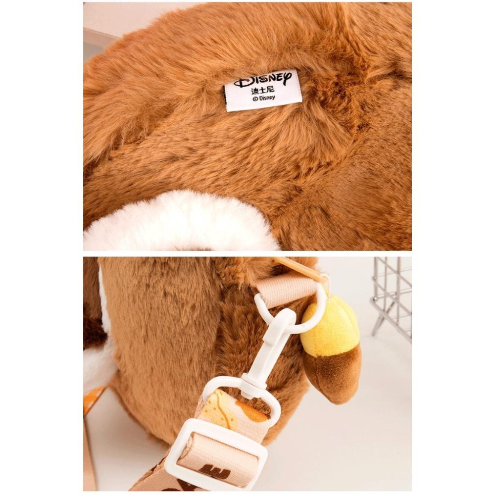 正版✨奇奇蒂蒂手提包斜背包 兩背包包 迪士尼包包 半透明手提包 絨毛包包 圓形包包 可拆卸背帶（平行輸入代購）-細節圖7