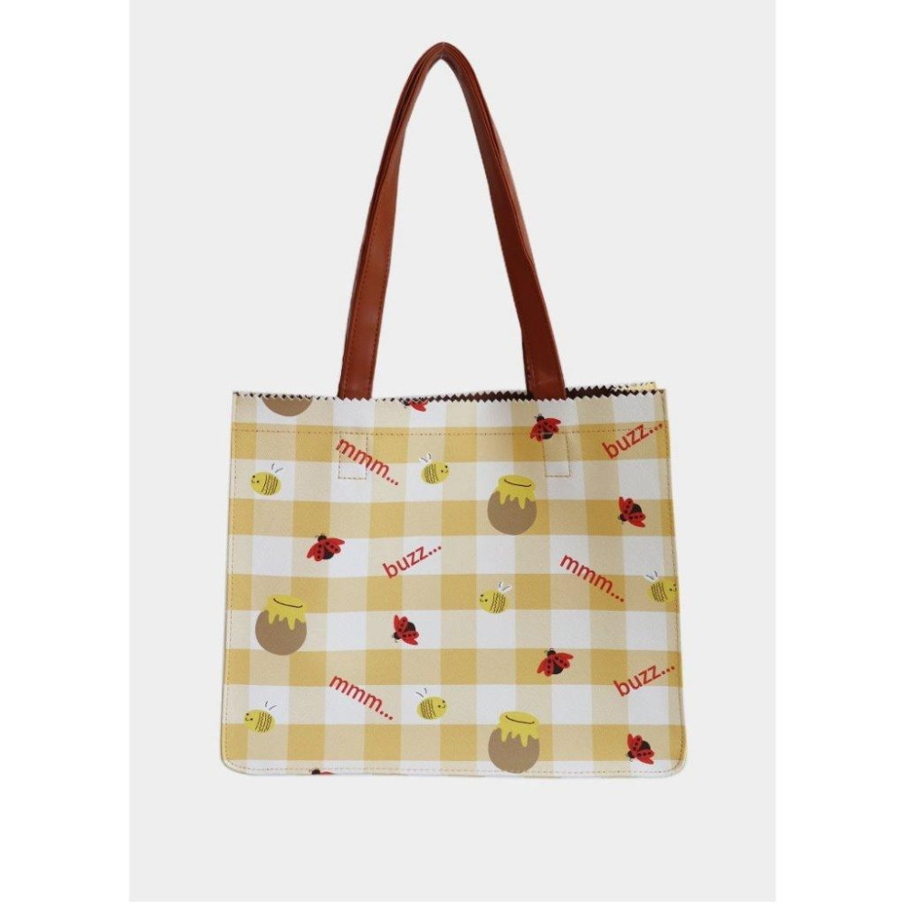 正版✨熊抱哥托特包 維尼熊托特包 人造皮革 迪士尼大容量購物袋單肩包 PVC防水表面（平行輸入代購）-細節圖3