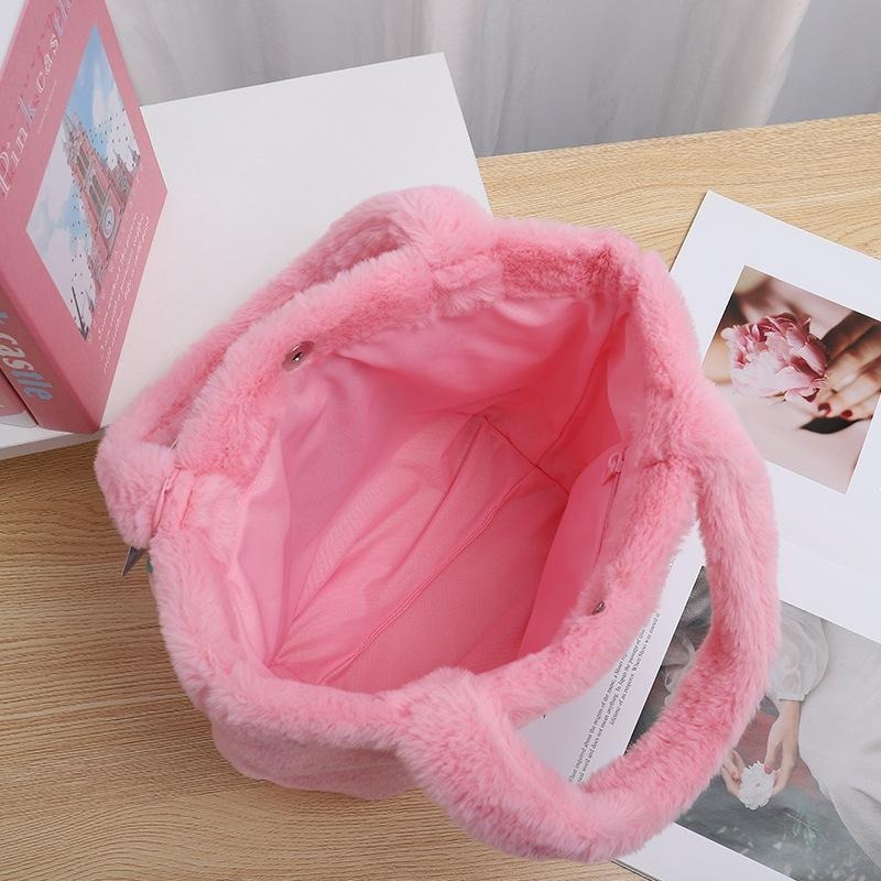 正版✨粉色熊抱哥手提包  熊抱哥絨毛包包 粉色熊抱哥手提袋 迪士尼毛絨提袋（平行輸入代購）-細節圖3