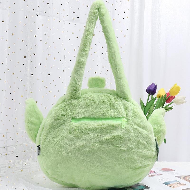 正版✨三眼仔側背包 毛絨包包 絨毛單肩包 迪士尼側背包 大容量側背包（平行輸入代購）-細節圖3