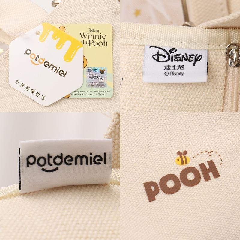 正版✨熊抱哥手提袋 迪士尼提袋  帆布提袋 維尼熊手提袋 兩用包包 單肩包 零錢包掛件（平行輸入代購）-細節圖6