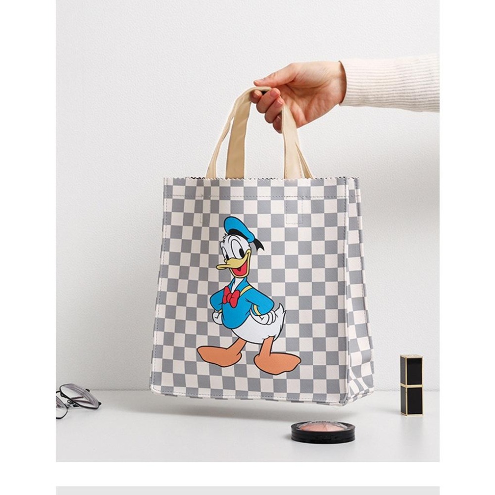 正版✨唐老鴨皮革托特包手提袋 迪士尼手提袋托特包 十字紋提袋 PVC防水表面（平行輸入代購）-細節圖2