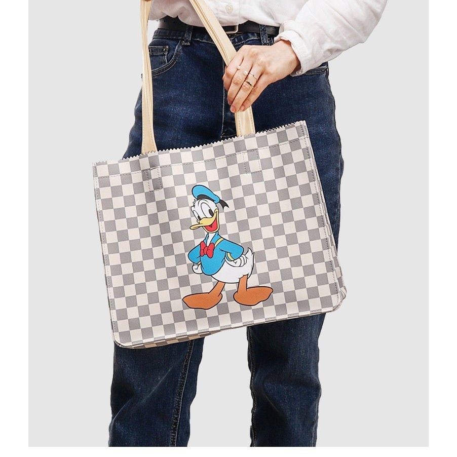 正版✨唐老鴨托特包 皮革托特包 人造皮革 迪士尼大容量購物袋單肩包 PVC防水表面（平行輸入代購）-細節圖7