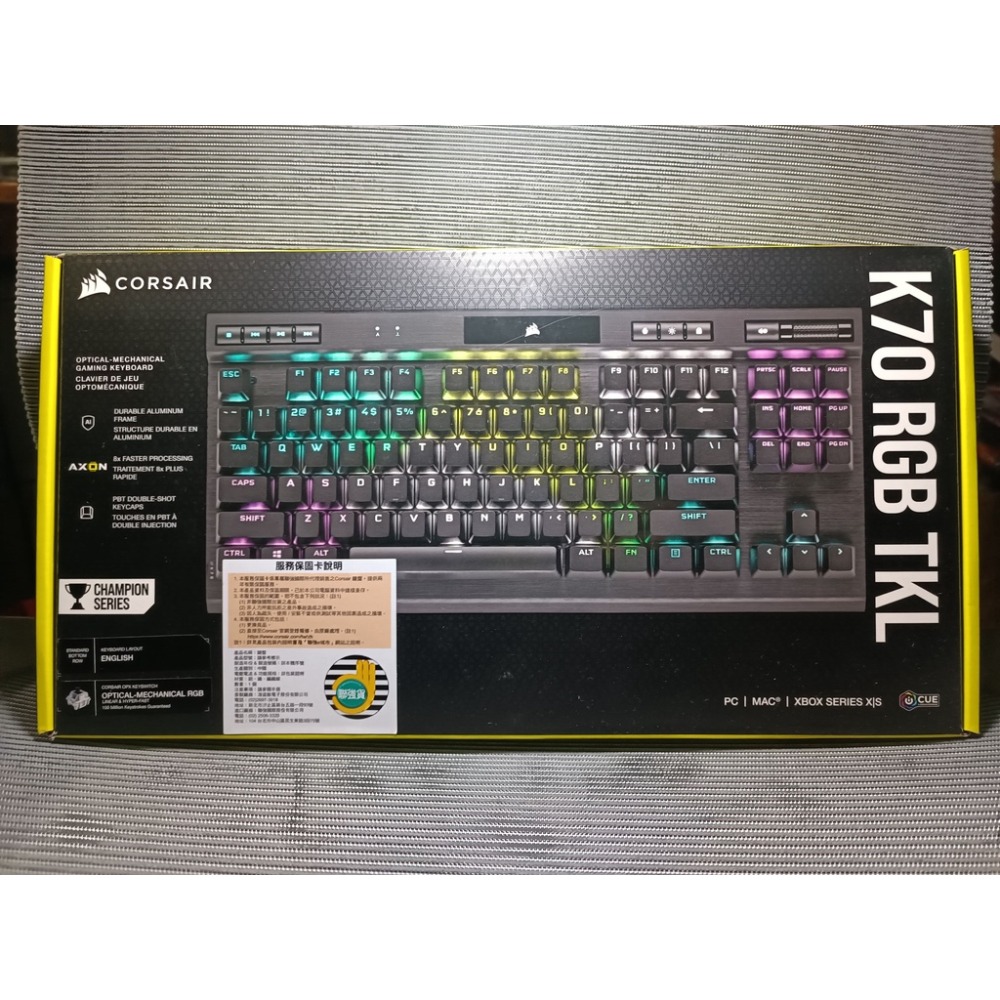 現貨✨【Corsair 海盜船】K70 RGB TKL OPX光軸英文80%機械式電競