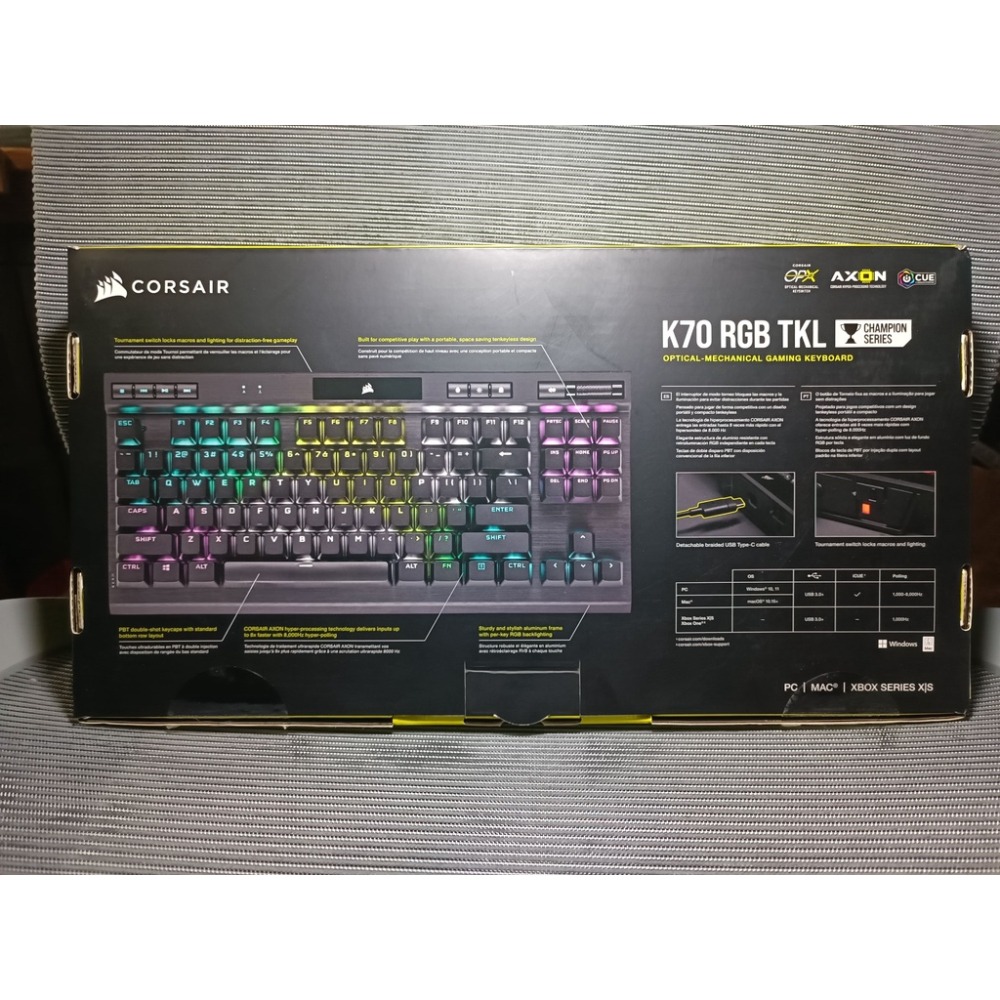 現貨✨【Corsair 海盜船】K70 RGB TKL OPX光軸英文 80%機械式電競鍵盤 ICUE燈效控制 機械鍵盤-細節圖5